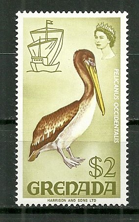 1969 Grenada 307 $2 Brown Pelican MH