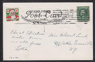 US Sc WX15, 405 on 1914 Christmas Greeting PPC