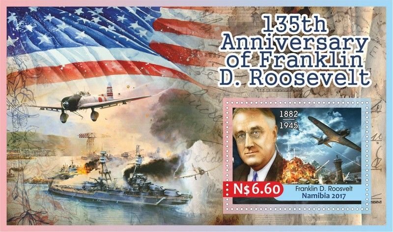 Stamps. Franklin Delano Roosevelt 6 sheets sperforated MNH** 2017 year NEW!