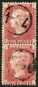 SG43 Penny Plate 121 Pair with Telegraph Cancel 744 In Circle