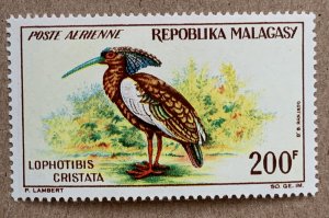 Malagasy 1963 200fr Crested Wood Ibis bird, unused.  Scott C74, CV $7.00