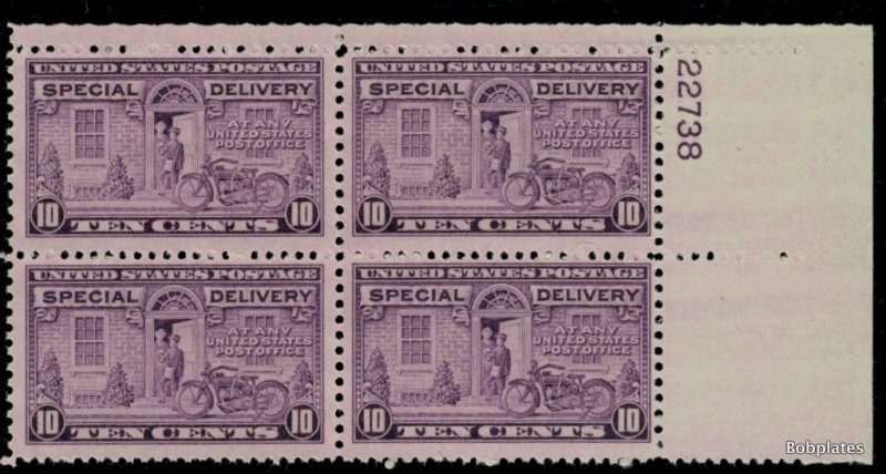 BOBPLATES #E15 Special Delivery Upper Right Plate Block 22738 F-VF NH SCV=$6.25