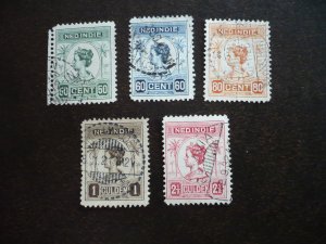 Stamps - Dutch East Indies - Scott# 131-134, 136 - Used Partial Set of 5 Stamps