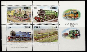 IRELAND QEII SG MS581, 1984 Irish railways mini sheet, NH MINT.