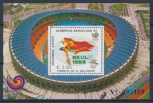 [116344] El Salvador 1988 Olympic Games Seoul Barcelona Type I Souv. Sheet MNH