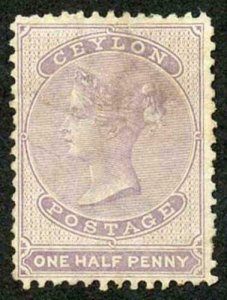 Ceylon SG48 1/2d Dull Mauve Wmk Crown CC M/M 