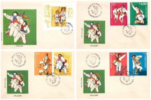 BB001 Romania 1977 Folk Dance Calusarii FDC x 4 ethnography folklore costumes