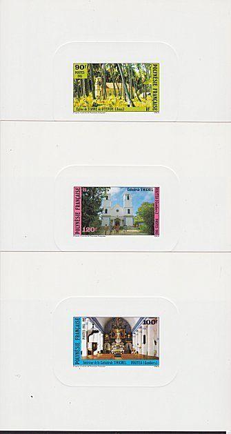 FRENCH POLYNESIA 1985 Churches set of 3 deluxe proofs.......................4068