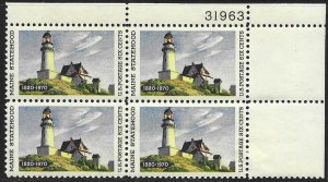 US #1391  Plate Block. Lighthouse, Maine