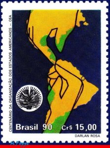 2294 BRAZIL 1990 ORGANIZATION OF AMERICAN STATES, OAS, OEA, MAPS, MI# 2392, MNH