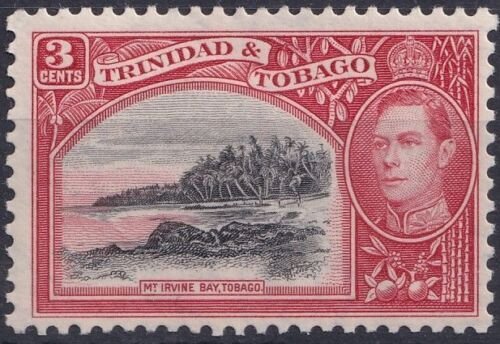 1938 TRINIDAD & TOBAGO - SG:248 - 3c BLACK & SCARLET - MOUNTED MINT