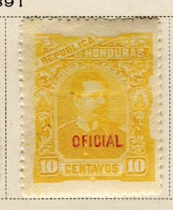 HONDURAS; 1891 early classic Official issue fine Mint hinged 10c. value