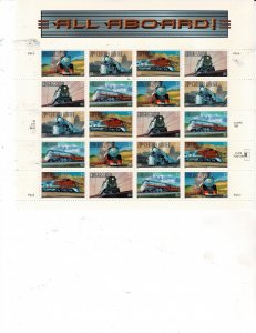 Trains All Aboard 33c US Postage Sheet #3333-37 VF MNH