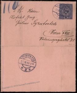 Austria Empire 1919 Rohrpost Pneumatic Mail Postal Stationery Kartenbrief  67003