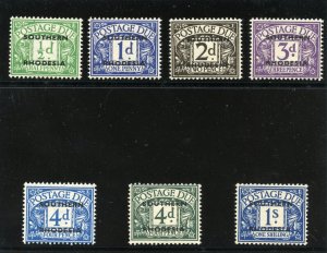 Southern Rhodesia 1951 Postage Due full set superb MNH. SG D1-D7. Sc J1-J6+J5a.