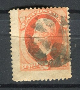 USA; 1870s early classic Jackson issue used Shade of 2c. value, SHIFTED PERF