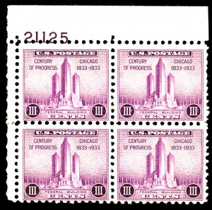 U.S. #729 MINT BLOCK OG NH