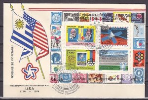 Uruguay, Scott cat. C424. Red Cross, Space Olympics s/sheet. First day cover. ^