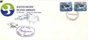 TONGA Air Mail *PILOT SIGNED* Meili Vakapuna Nukualofa SOUTH PACIFIC 1983 MJ28