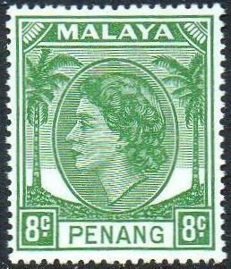 Penang 1955 8c green MH