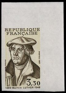 France, 1950-Present #1859 (YT 2256) Cat€40, 1983 Martin Luther, imperf. sh...