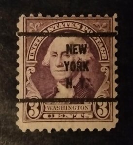 US Scott 720 3c Washington USED F/VF NH Perf 11x10.5 Precan NEW YORK N. Y. USA