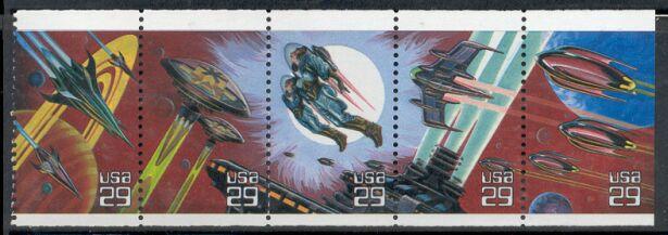 US Stamp #2745a MNH - Space Fantasy Se-Tenant Booklet Pane of 5 w/ Tab