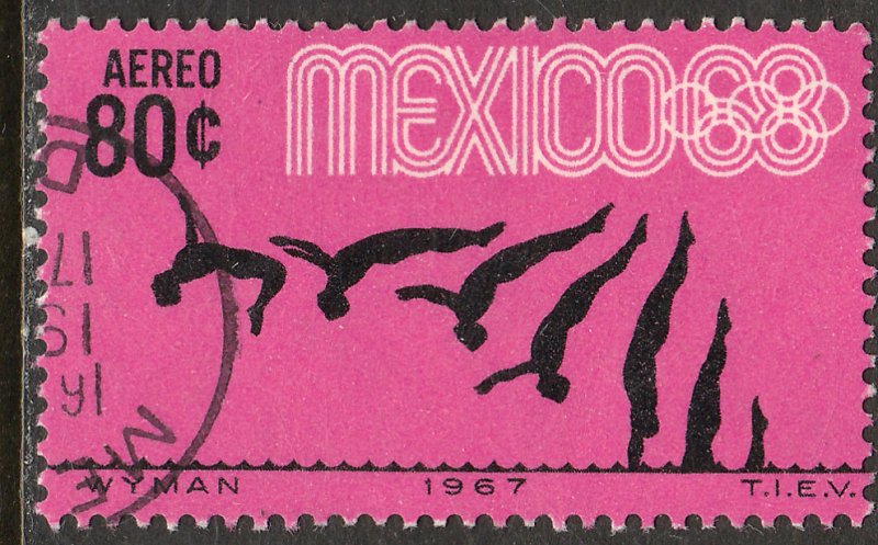 MEXICO C328, 80c Diving 3rd Pre-Olympic Set 1967. Used. VF. (677)