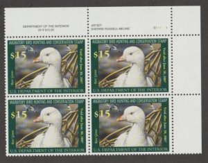 U.S. Scott #RW73 Duck Stamp - Mint NH Plate Block