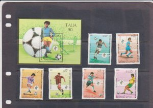 Laos, Scott cat. #998-1003+1004. Italy`s Soccer set Includes a Souvenir Sheet Mi