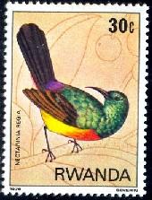 Regal Sunbird, Bird of Nyungwe Forest, Rwanda SC#944 mint