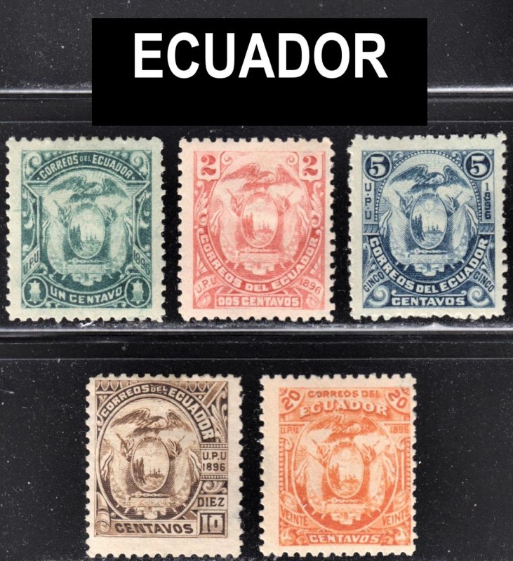 Ecuador Scott 55-59 F to VF mint OG H or HR reprints.