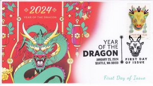 24-019, 2024, Year of the Dragon, First Day Cover, Pictorial  Postmark, Seattle