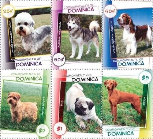 Dominica 2008 - Dogs - Set of 6 stamps - Scott #2660-5 - MNH