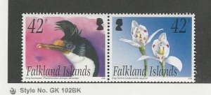 Falkland Islands, Postage Stamp, #866-867 Mint NH, 2004 Bird, Flower, JFZ