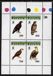 KARJALA - 1997 - Birds of Prey #1 -Perf 4v Sheet-Mint Never Hinged-Private Issue