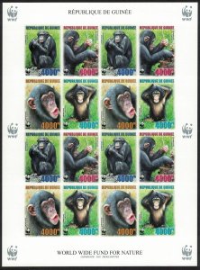 Guinea WWF Chimpanzee Imperf Sheetlet of 4 sets 2006 MNH MI#4222B-4225B