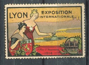 FRANCE; 1914 early Special Illustrated Expo Stamp fine Mint , Lyon