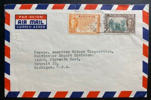 1956 Kuching Sarawak Airmail Cover To American Motors Detroit MI USA