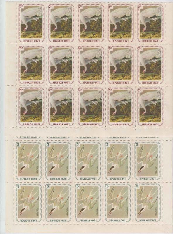 HAITI 1975 AUDUBON BIRDS UNISSUED 5 Cents thru 5 Gourdes FOURTEEN BLOCKSx15 MNH 