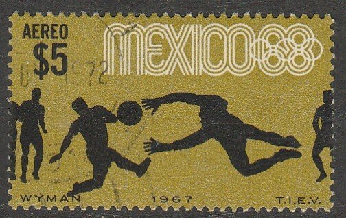 MEXICO C331, $5P Soccer 3rd Pre-Olympic Set 1967. USED. VF. (640)