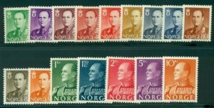 NORWAY #360-74, Complete Olav set, og, LH, VF, Scott $90.50