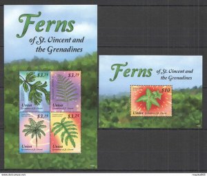 2015 Union Island St. Vincent Flora Ferns #799-2 Kb+Bl ** Pm078