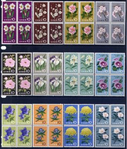 JAPAN Sc#712-23 Blk 4 1961 Flowers MNH