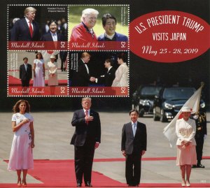 Marshall Islands Stamps 2019 MNH Donald Trump Visits Japan US Presidents 4v M/S