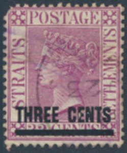 Straits Settlements    SC# 73 Used  w/ surcharge see details & scans