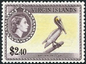 British Virgin Islands 1956 $2.40 lemon & deep dull purple SG160 unused