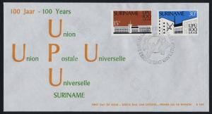 Surinam 417-8 on FDC - Post Office, Architecture, UPU