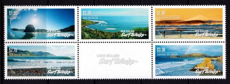 New Zealand 2017 Surf Breaks Complete Mint MNH Set Block