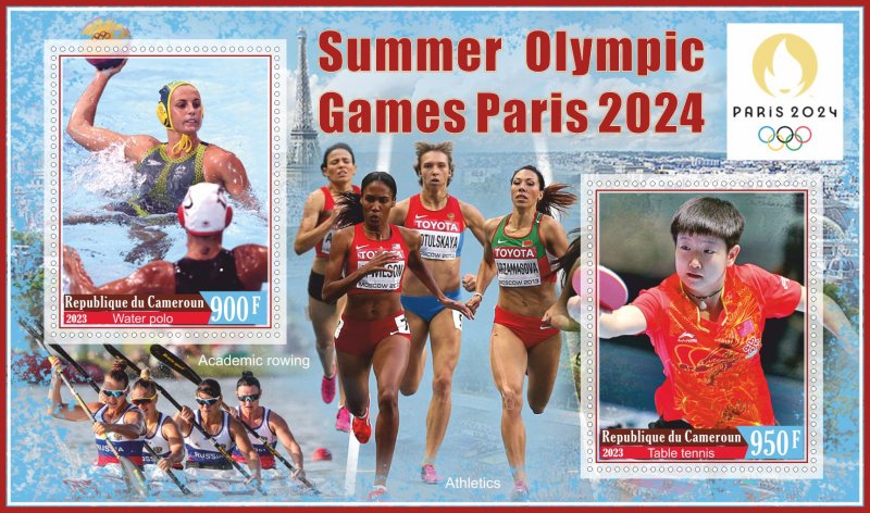 Stamps.Sports.Olympics games in Paris 2024  2023 year 1+1 sheet perf Cameroun